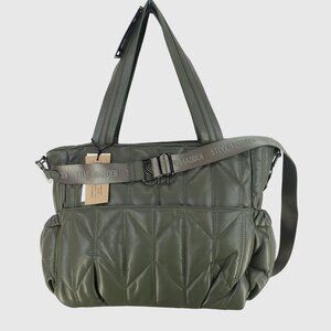 Steve Madden Olive Quilted Diaper Tote Bag With Removable Strap & Changing Pad